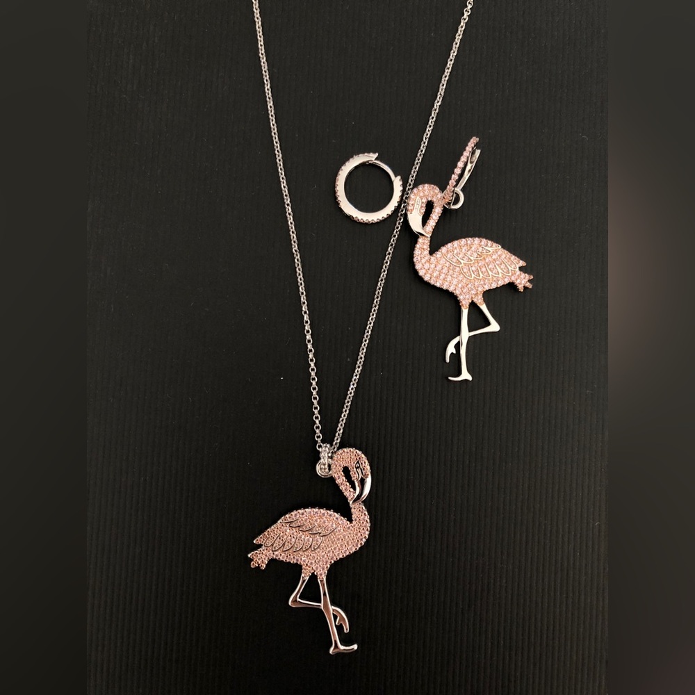 APM Monaco Flamingo necklace and earrings
